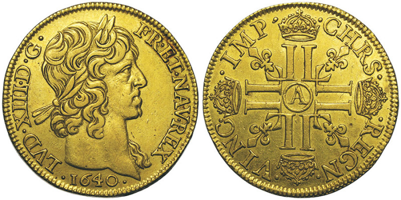 Louis XIII 1610-1643
Double Louis d'or, 2ème type Paris, 1640 A, AU 13.42 g.
Ref...