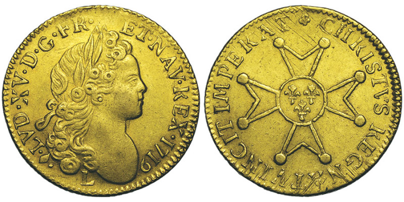 Louis XV 1715–1774
Louis d'or à la croix du "chevalier", appelé autrefois à "la ...