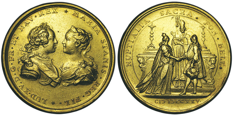 Louis XV 1715–1774
Médaille en or 1725, AU 20.47 g. 34 mm
par N. Roettiers
Avers...