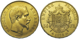Second Empire 1852-1870
50 Francs, Paris, 1858 A, AU 16,12 g.
Ref : G.1111, Fr. 571
Conservation : Superbe