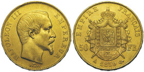 Second Empire 1852-1870
50 Francs, Paris, 1859 A, AU 16,12 g.
Ref : G.1111, Fr. 571
Conservation : presque Superbe