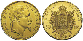 Second Empire 1852-1870
50 Francs, Paris, 1862 A, AU 16,12 g.
Ref : G.1112, Fr. 582
Conservation : Superbe