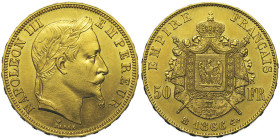 Second Empire 1852-1870, 50 Francs, Strasbourg, 1866 BB, AU 16,12 g.
Ref : G.11112, Fr. 583
Conservation : Superbe