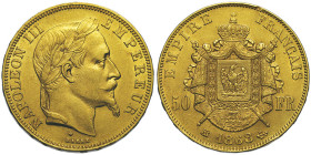 Second Empire 1852-1870, 
50 Francs, Strasbourg, 1868 BB,, AU 16,12 g.
Ref : G.1112, Fr. 583
Conservation : Superbe
Quantité : 1795 ex. Très Rare