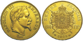 Second Empire 1852-1870, 100 Francs, Strasbourg, 1868 BB, AU 32.25 g.
Ref : G.1136, Fr. 581
Conservation : presque Superbe
Quantité : 1982 ex. Rarissi...