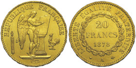 Troisième République 1870-1940
20 Francs, Paris, 1878 A, AU 6.45 g. Ref : G. 1063, Fr. 592
Conservation : presque FDC