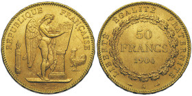 Troisième République 1870-1940, 50 Francs, Paris, 1904 A, AU 16.09 g. Ref : G. 1113, Fr. 591
Conservation : Superbe