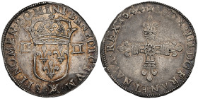 Louis XIV 1643-1715
1/4 Écu frappé au marteau
Conservation : Superbe, 1644, AG 9.69 g. Ref : G. 136
Grading : NGC MS 63
Conservation : presque FDC
