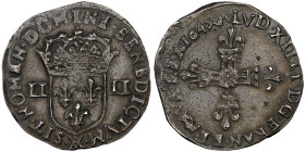 Louis XIV 1643-1715
1/4 Écu frappé au marteau, 1645, AG 9.6 g.
Ref : G. 136
Grading : NGC AU 55
Conservation : presque Superbe