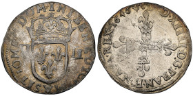 Louis XIV 1643-1715
1/4 Écu frappé au marteau, 1646, AG 9.69 g.
Ref : G. 136
Grading : NGC AU DETAILS Conservation : rayure, sinon TTB