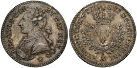 Louis XVI 1774-1793
/5 d' Écu, 1788 MA, AG 5.89 g. Ref : G.354
Grading : NGC AU 55
Conservation : presque Superbe