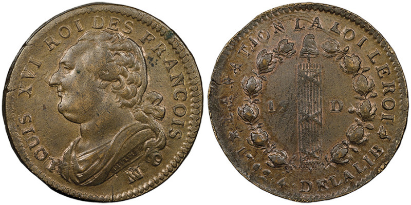 Convention 1792-1795, 12 Deniers, 1792 MA, Cu 11.19 g. Ref : G.15
Grading : NGC ...