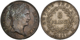 Premier Empire 1804-1814, 5 Francs, 1811 MA, AG 24.89 g. 
Ref : G.583
Grading : NGC AU 50. Rare
Conservation : belle patine aux avers, presque Superbe