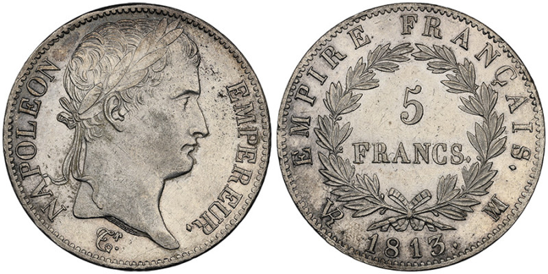 Premier Empire 1804-1814, 5 Francs , 1813 MA, AG 24.90 g. 
Ref : G.583
Grading :...