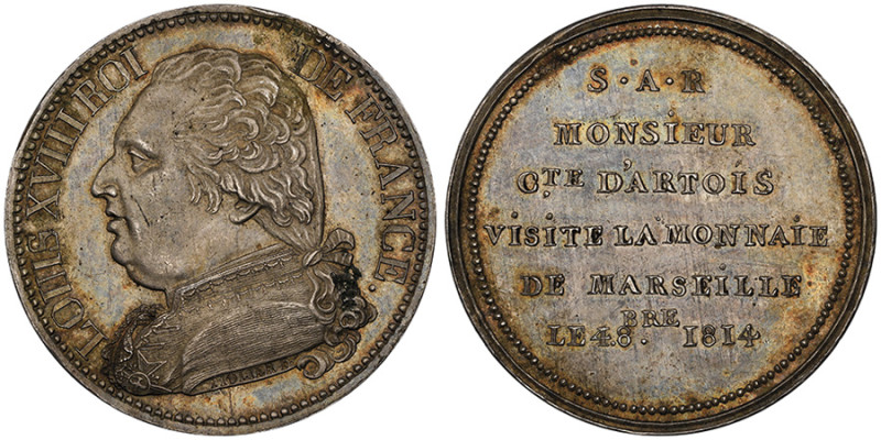 Louis XVIII 1814-1815 
Essai de 5 Francs, Module de 5 francs, visite de la Monna...