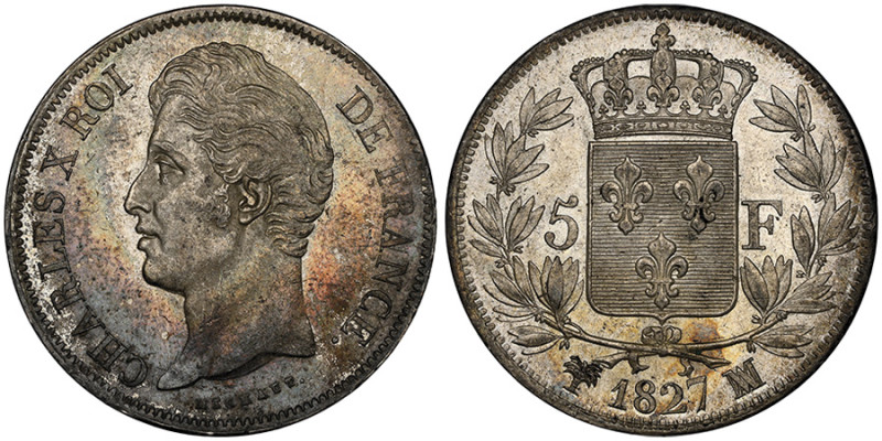 Charles X 1824-1830 
5 Francs, 1827 MA, AG 25 g.
Ref : G.644
Grading : NGC MS 62...