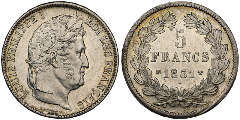 Louis-Philippe Ier 1830-1848
5 Francs, 1831 MA, tête laurée, AG 25 g.
Ref : G.67...