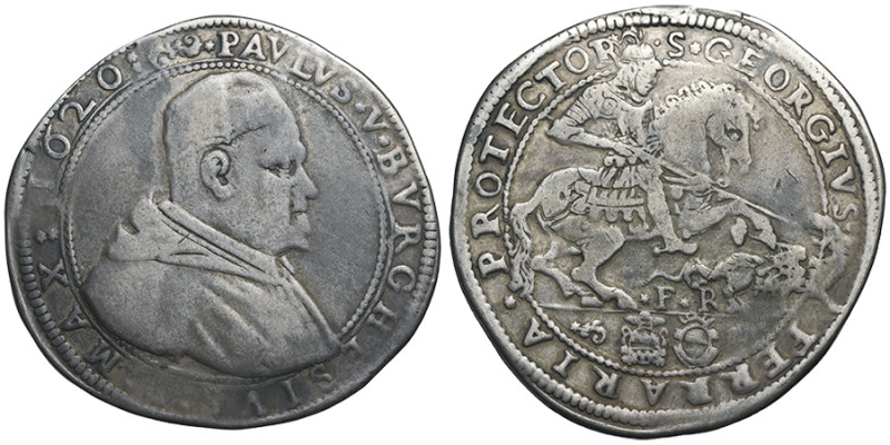 Paulus V 1605-1621
Piastre (Écu d'argent), Ferrare, 1620,
AG 31.20 g.
Ref : MIR ...
