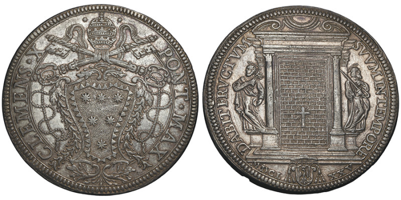 Clemens X 1670-1676
Piastre del Giubileo 1675, Rome, MDCLXXV, AG 31.94 g.
Ref : ...