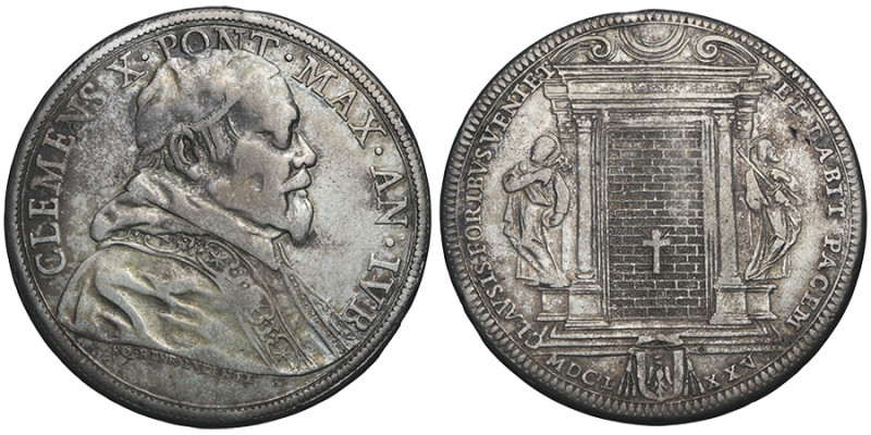 Clemens X 1670-1676
Piastre del Giubileo 1675, Rome, MDCLXXV, AG 31.42 g.
Ref : ...