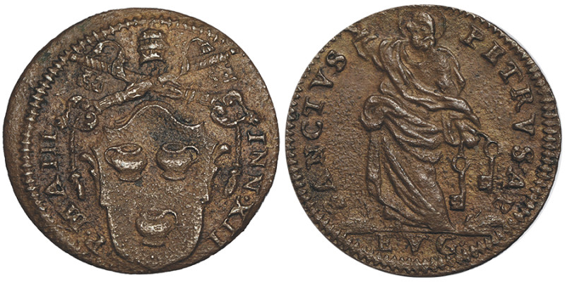 Innocentius XII 1691-1700
Quattrino, Gubbio, AN III, Cu 2.43 g. Ref : MIR 2205/1...