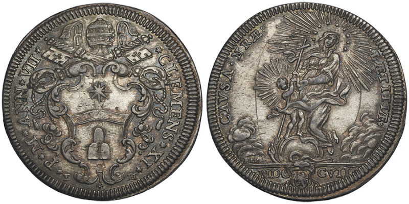 Clemente XI 1700-1721, Teston, Rome, AN VII, AG 9.18 g.
Ref : MIR 2288/1 (R2), M...