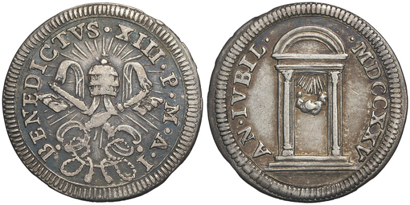 Benedictum XIII 1724-1730
Grosso, Rome, AN I, MDCCXXV, AG 1.54 g.
Ref : MIR 2440...