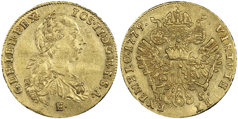 Josef II 1765-1790
Ducat, Karlsburg, 1779 E/H-S, AU 3.49 g. Ref : Fr. 192, Herin...