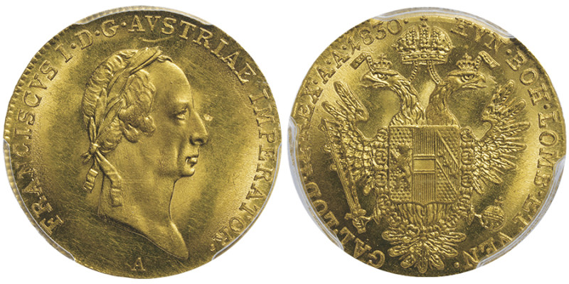 Franz I 1804-1835
Ducat, Vienne, 1830 A, AU 3.49 g. Ref : Fr. 464, Früh. 103
Gra...