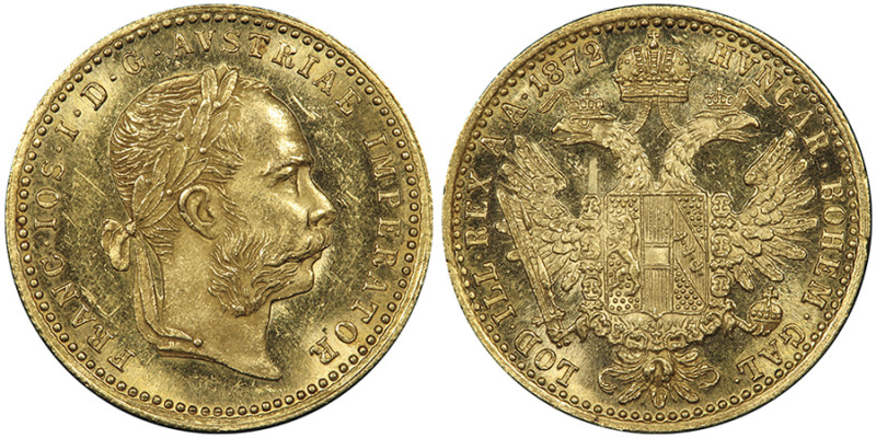 Franz Josef 1848-1916
Ducat, Vienne, 1872 A, AU 3.49 g.
Ref : Fr. 493, Früh. 123...