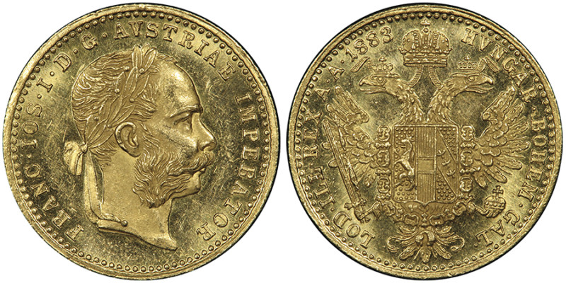 Franz Josef 1848-1916
Ducat, Vienne, 1883, AU 3.49 g.
Ref : Fr. 493, Früh. 1242
...