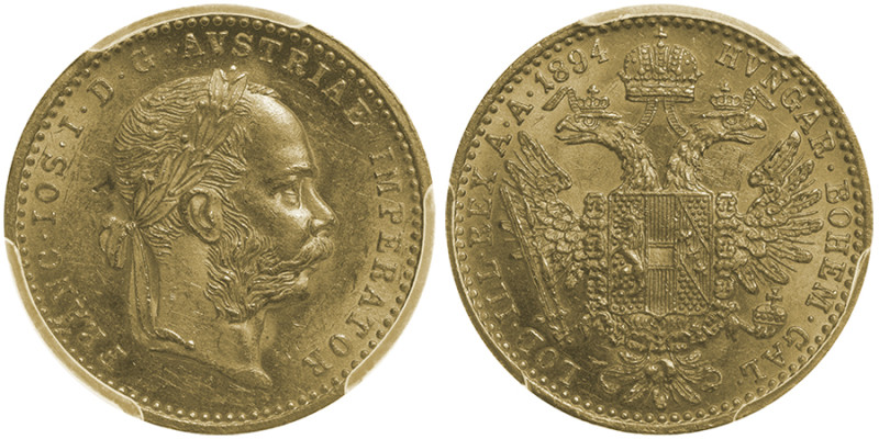 Franz Josef 1848-1916
Ducat, Vienne, 1894, AU 3.49 g.
Ref : Fr. 493, Früh. 1253
...