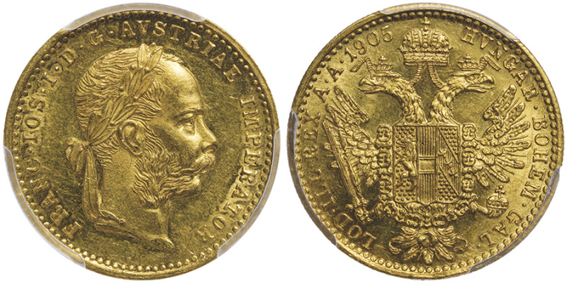 Franz Josef 1848-1916
Ducat, Vienne, 1905, AU 3.49 g.
Ref : Fr. 493, Früh. 1264
...