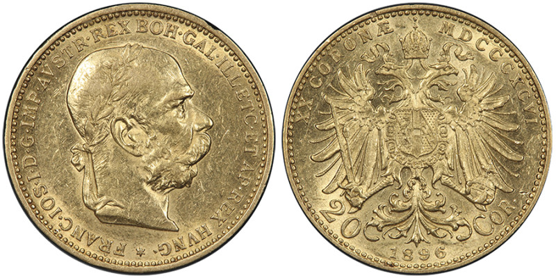 20 Corona, Vienne, 1896, AU 6.77 g. Ref : Fr. 504, KM#2806
Grading : PCGS AU 55
...