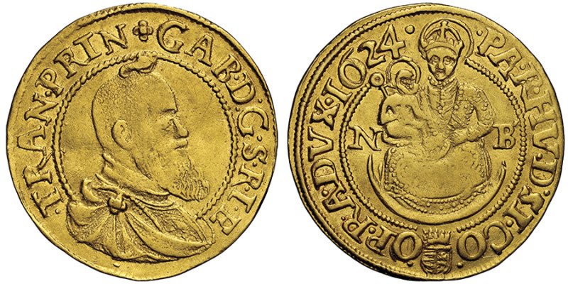 Gabriel Bethlen 1613-1629, Ducat 1624 NB, Nagybania, AU
Avers : GAB•D•G•S•R•IE•T...