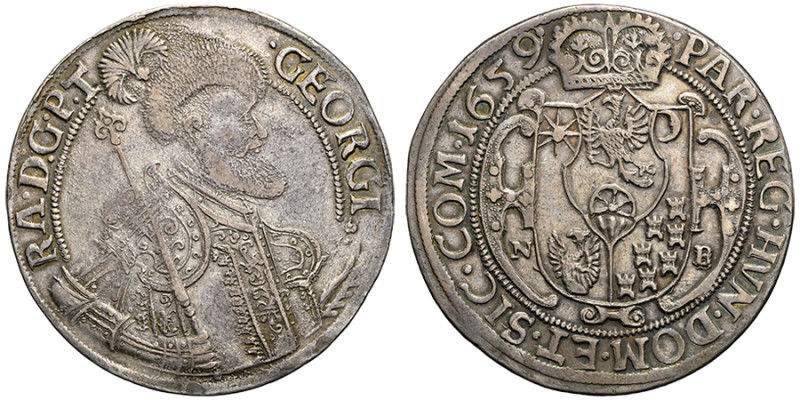 Georges II Rakaezi 1648-1660, Thaler, Nagybanya, 1659 NB, AG
Avers : GEORGI * RA...