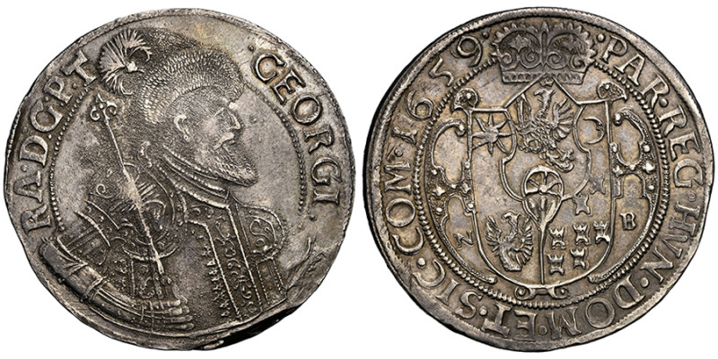 Georges II Rakaezi 1648-1660, 
Thaler Nagybanya, 1659 NB, AG
Avers : GEORGI * RA...