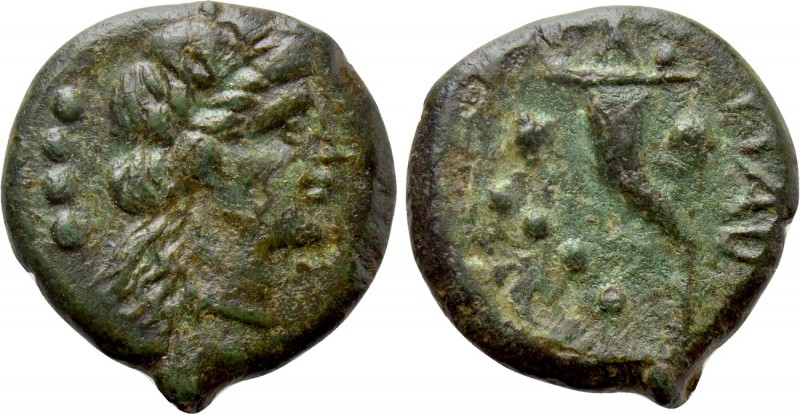 LUCANIA. Paestum (Poseidonia). Ae Triens (218-201 BC). 

Obv: Female head righ...