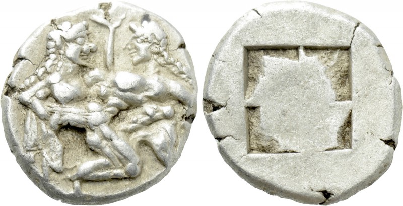 THRACE. Thasos. Stater (Circa 500-480 BC).

Obv: Ithyphallic satyr advancing r...