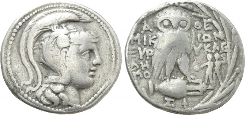 ATTICA. Athens. Tetradrachm (124/3 BC). New Style Coinage. Mikion, Eurykle- and ...