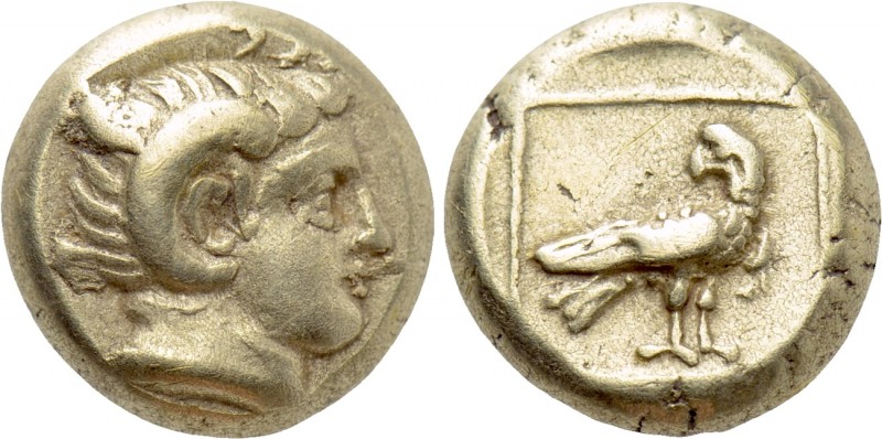 LESBOS. Mytilene. EL Hekte (Circa 377-326 BC). 

Obv: Head of Apollo Karneios ...