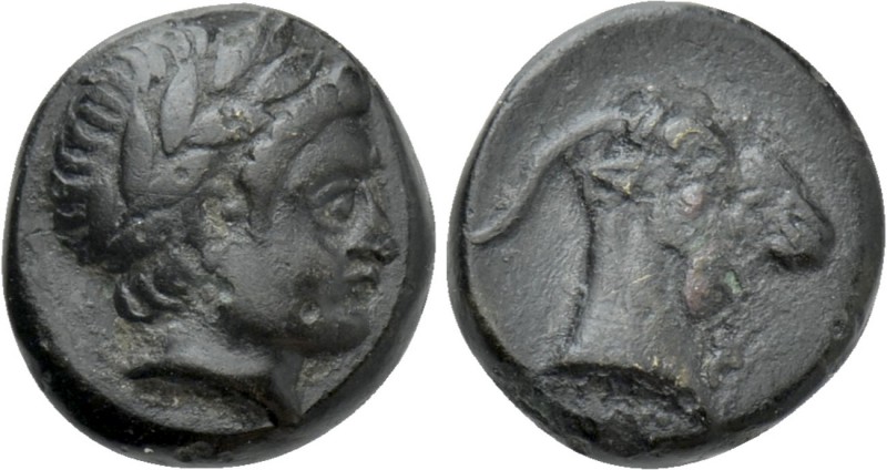 AEOLIS. Aigai. Ae (4th-3rd centuries BC). 

Obv: Laureate head of Apollo right...