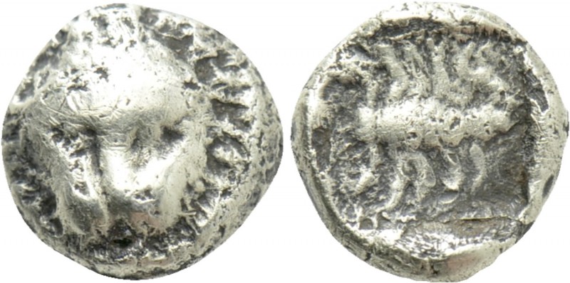CARIA. Mylasa. Fourrée 1/48 Stater (Mid 6th century BC). 

Obv: Lion head faci...