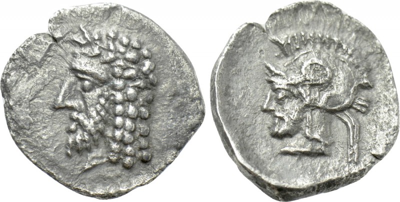 CILICIA. Uncertain. Obol (4th century BC). 

Obv: Male head left, wearing long...