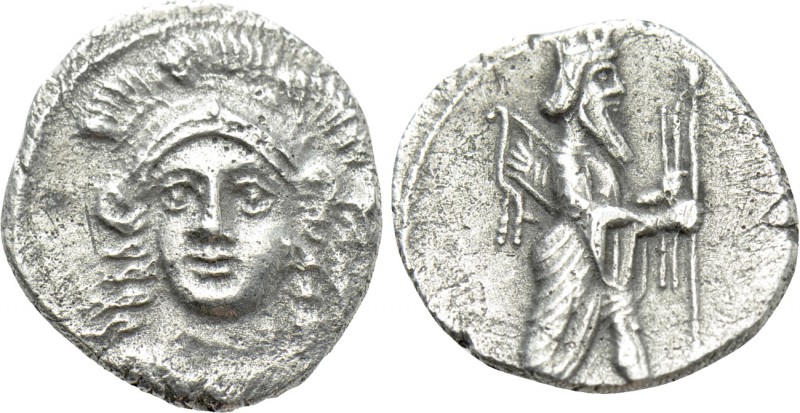 CILICIA. Uncertain. Obol (4th century BC). 

Obv: Helmeted head of Athena faci...