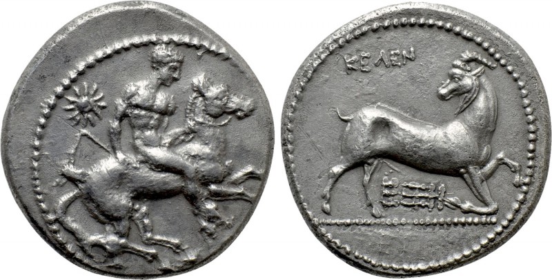 CILICIA. Kelenderis. Stater (Circa 350-330 BC).

Obv: Youth, holding whip and ...