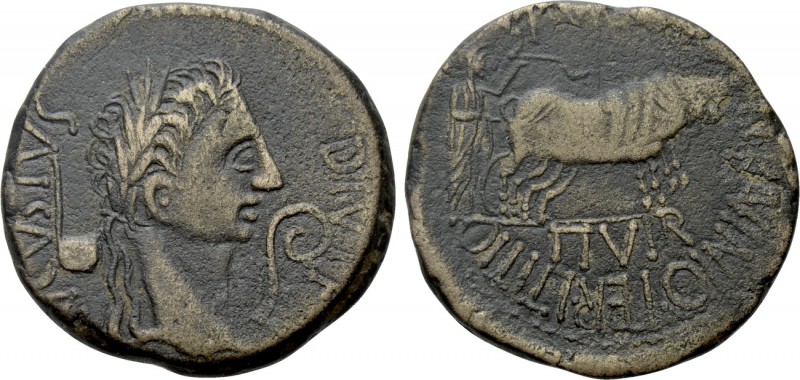 SPAIN. Caesaraugusta. Augustus (27 BC-14 AD). Ae As. Mn. Kaninius Iter and L. Ti...