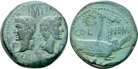 GAUL. Nemausus. Augustus with Agrippa (27 BC-14 AD). Ae As.