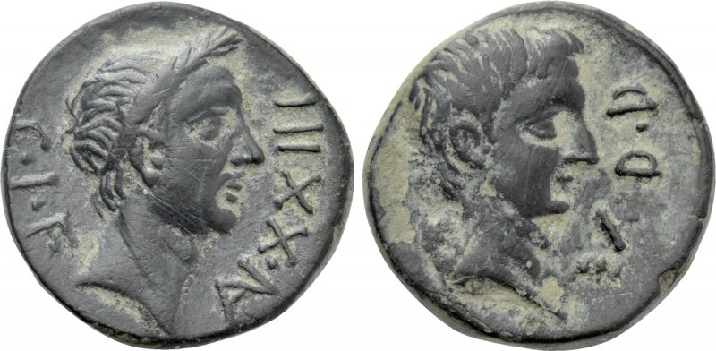 PAPHLAGONIA. Sinope. Augustus with Divus Julius Caesar (27 BC-14 AD). Ae. Dated ...