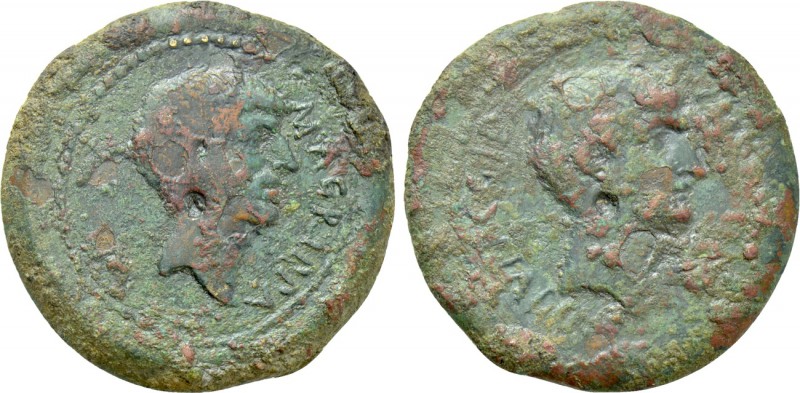 MYSIA. Parium. Augustus with Agrippa (27 BC-14 AD). Dupondius. 

Obv: IMP CAES...